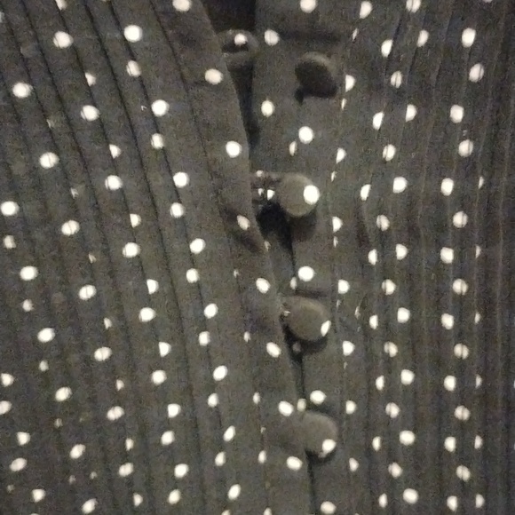 4/$20 H&M black & white polka dot button up dress with ruffled cap sleeves-8 - Picture 5 of 7